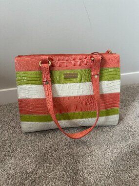 Brahmin Anywhere Tote – Lime Vineyard Croc Embossed Leather